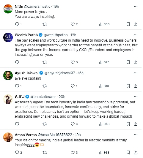 Screengrab of the comments to Aggarwal's post 
